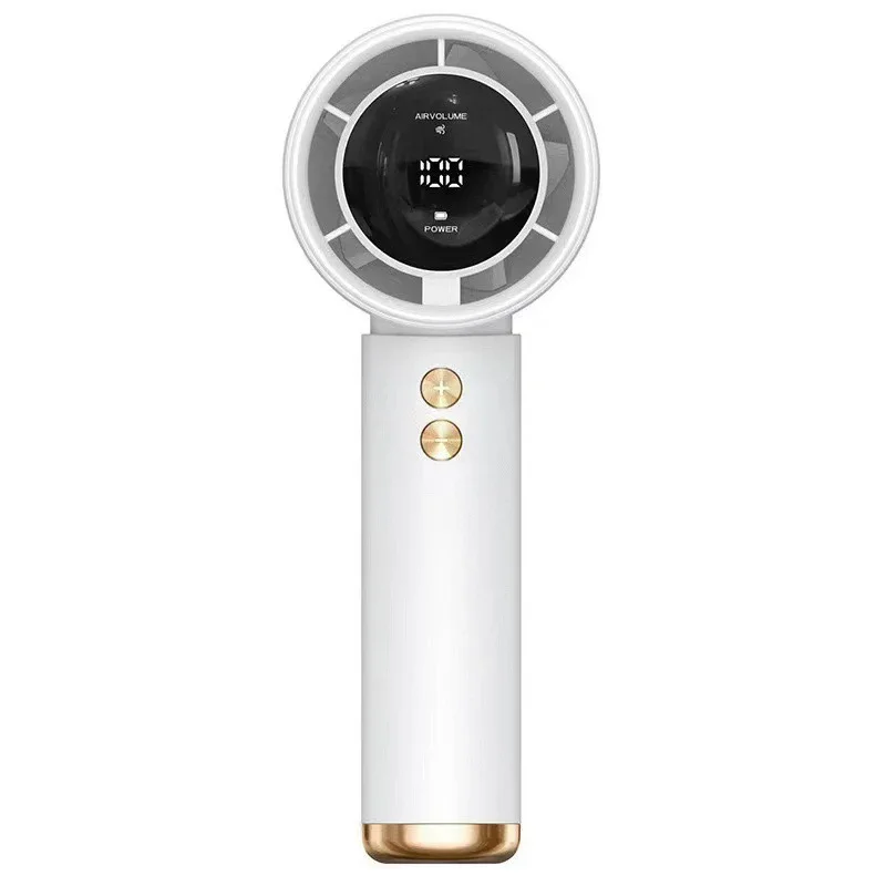 (branco) Mini Ventilador De Mão, Carregamento Rápido Usb, Ventilador Portátil Silencioso De Alta Velocidade Com Calculadora De Velocidade