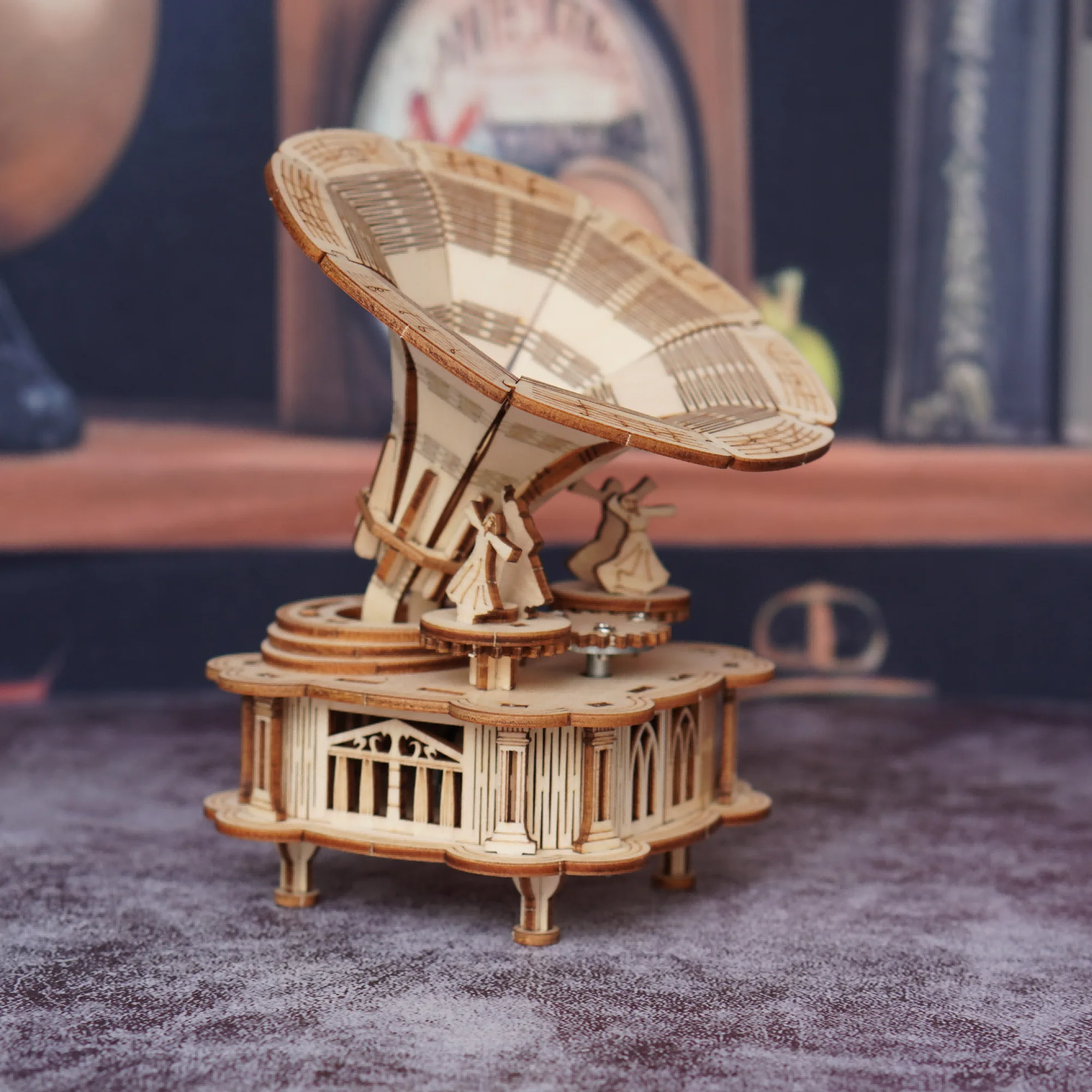 Quebra cabeça 3d de Madeira para Montar um Fonógrafo, Brinquedo de Quebra cabeça 3d MDUG