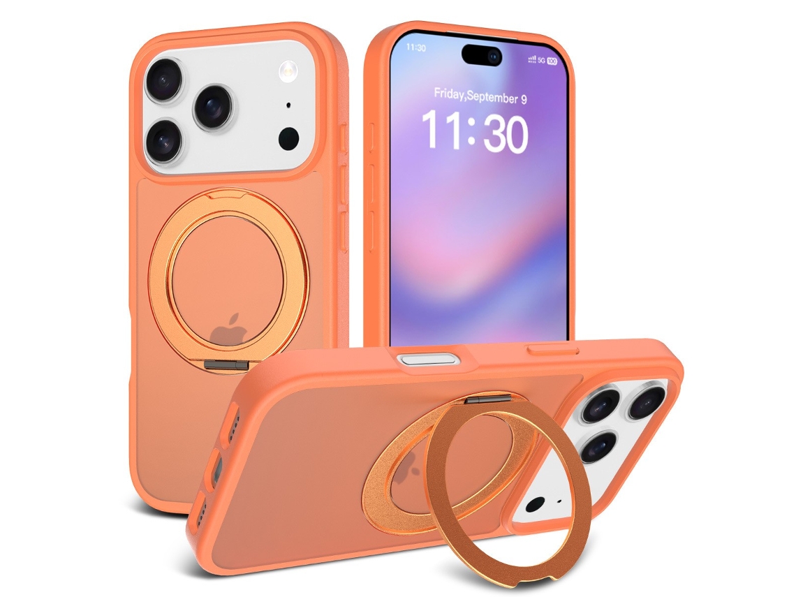 Capa Para Iphone 17 Pro Com Suporte, Proteção Contra Quedas, Laranja