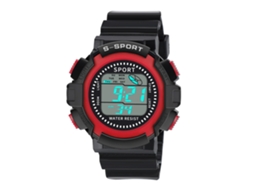 Relógio eletrônico esportivo casual com pulseira de PVC e movimento digital (vermelho)