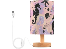Luminária De Mesa Mnsruu Para Quarto, Sala De Estar, Com Design De Cavalo Marinho, Estrela Do Mar E Conchas, Com Portas