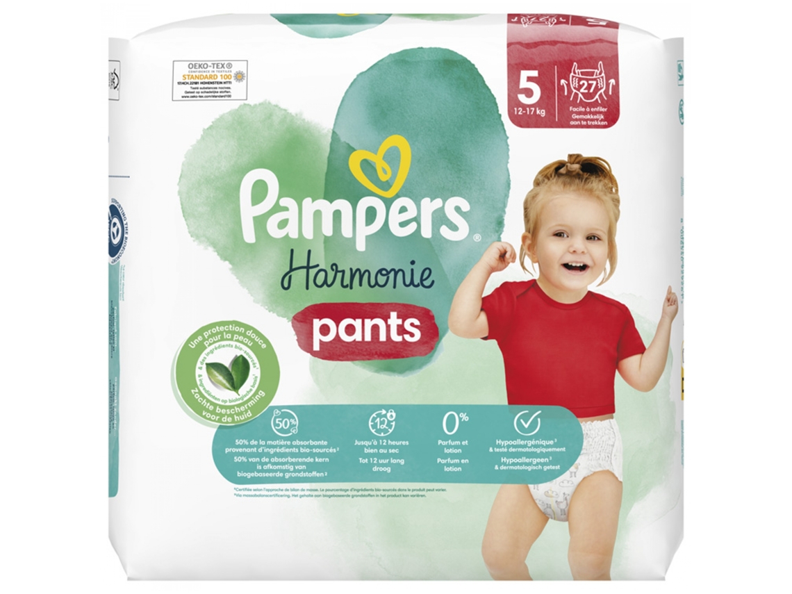 Pampers Harmonie Tamanho 5 27 Fraldas-calça (12-17 Kg)