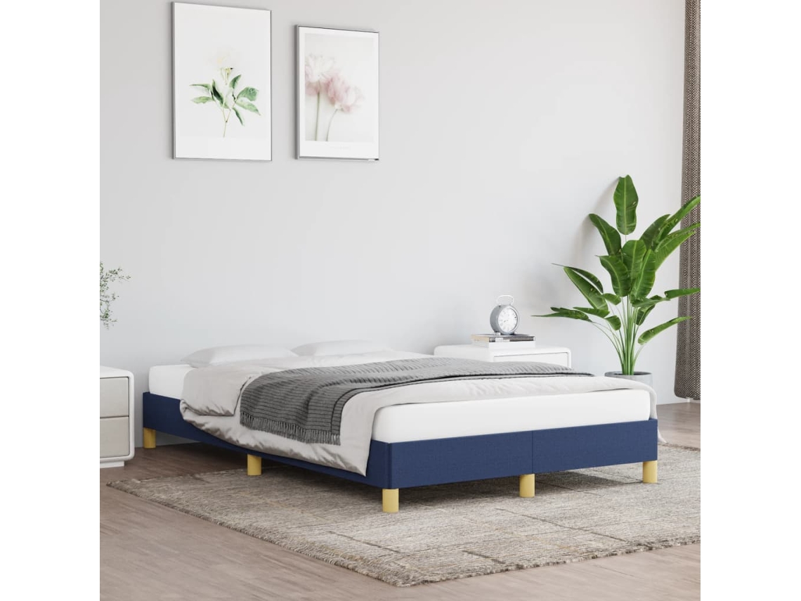 Vidaxl Estrutura De Cama Sem Colchão 120x190 Cm Tecido Azul