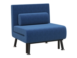 Sofá cama individual PRIME KANG dobrável com encosto ajustável em 5 níveis, almofada, estofamento em Linho sintético, 75x70x75 cm, Azul
