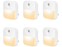 Ficha De Luz Noturna De 6 Pacotes Luzes Noturnas Led Brancas Quentes Com Sensor Inteligente Do Crepúsculo Ao Amanhecer Ficha Em Luzes Yizhood