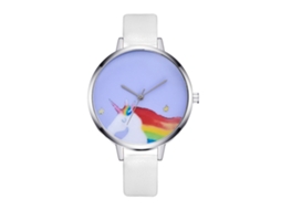 Relógio de Pulso Feminino Elegante com Pulseira de Couro e Mostrador Simples Branco