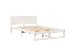 Conjunto 1 Estrutura De Cama Moderna Vidaxl Branco Madeira De Pinho Maciça (140 X 190 Cm)