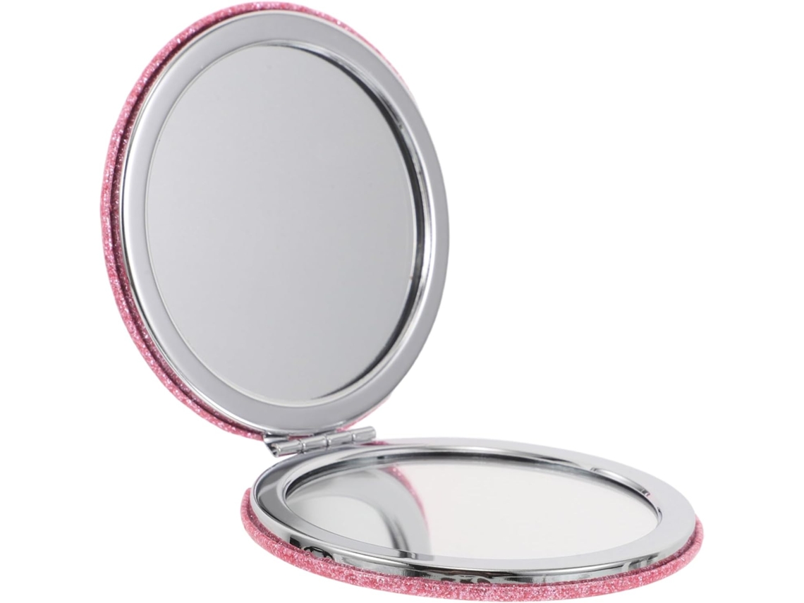 Miroir De Poche Compact Rond Pliable Double Face Rose