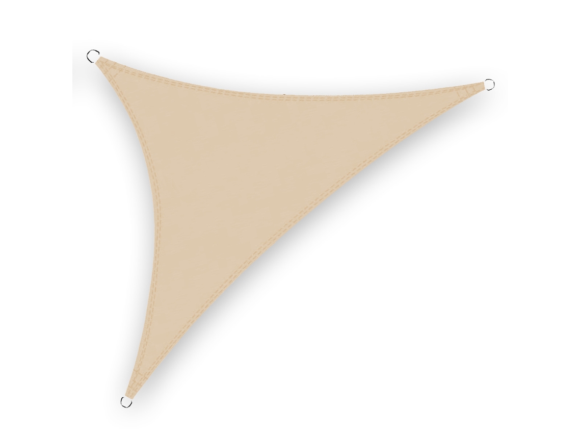 Toldo Vela Triangular Klack 5x5x5 Metros Bege Impermeável Com Anilhas E Saco
