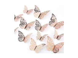 Lurelia Adesivo 3d Borboleta Papel Rosa 24 Peças Quarto Sala