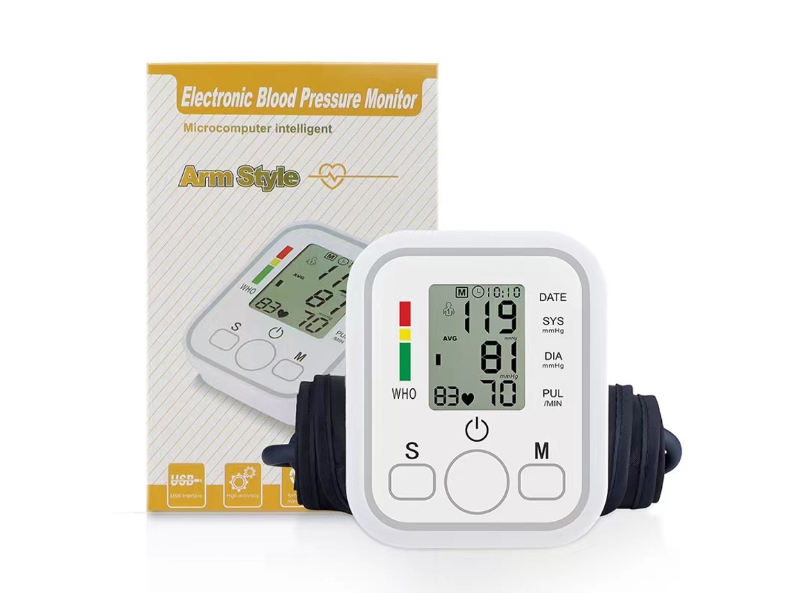 Aparelho Pressão Arterial Braço Branco Voz Português Memória 2x99 Who Lcd Fácil Operar Casa Seguro