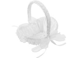 Cesta De Cetim Branco Para Dama De Honra Com Pérolas Artificiais, Design Elegante.
