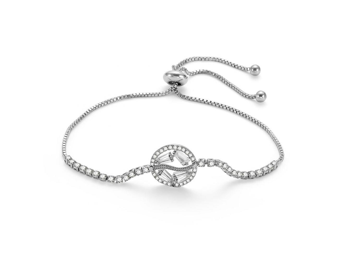 Pulseira Ajustável Com Zircão Redondo Natural Encantador
