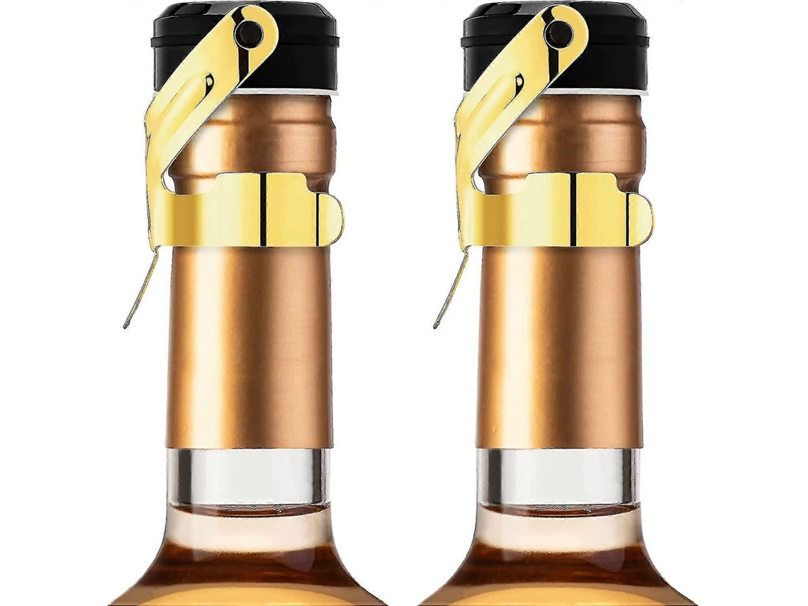 Rolha De Champanhe Clover, 2 Unidades, Rolhas De Aço Inoxidável Para Garrafas De Champanhe, Cava, Prosecco E Vinhos Espumantes, Cor Dourada(abc)