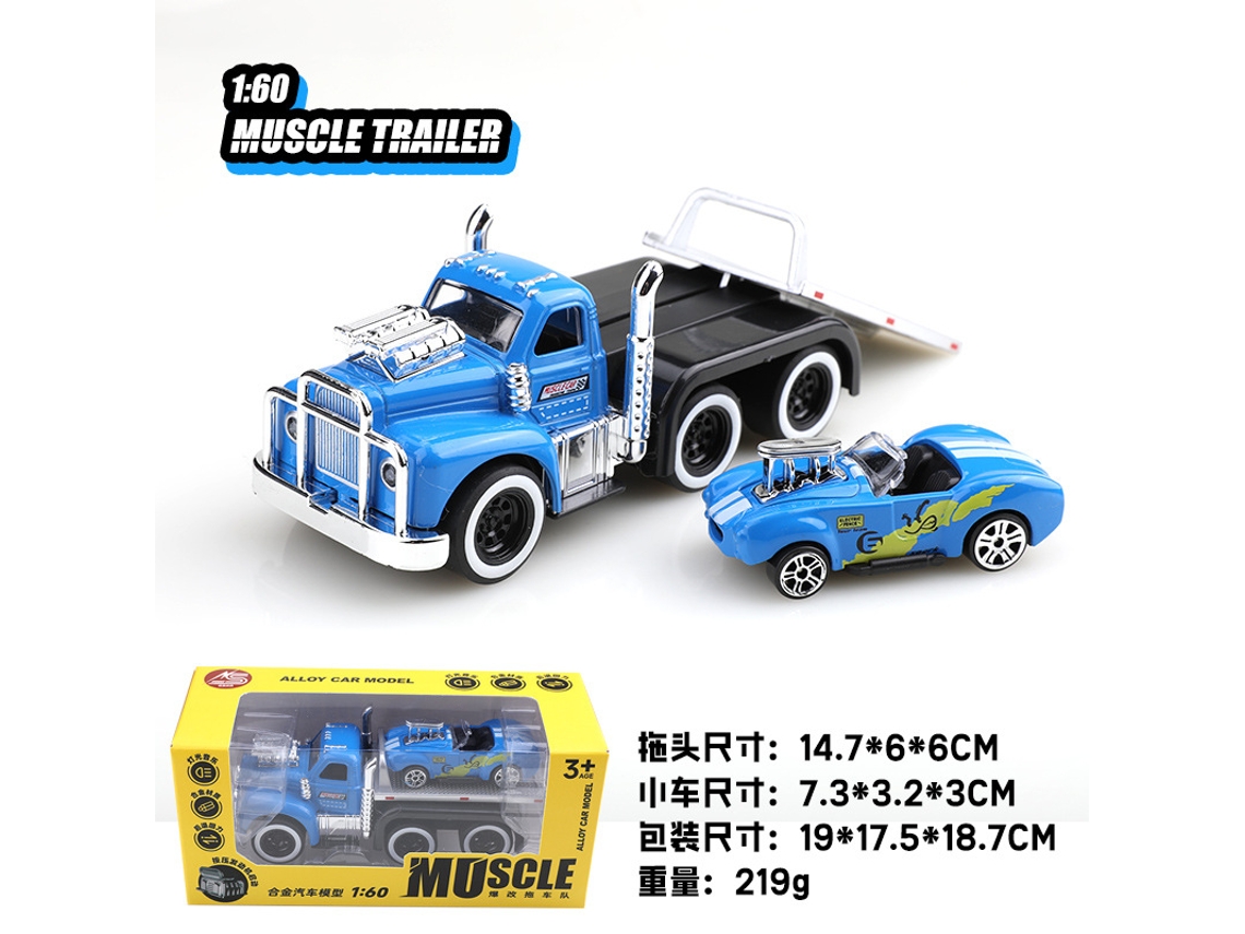 Trailer Retrô Americano de Muscle Car, Modelo de Carro Realista em Metal Fundido, Brinquedo Infantil MDUG