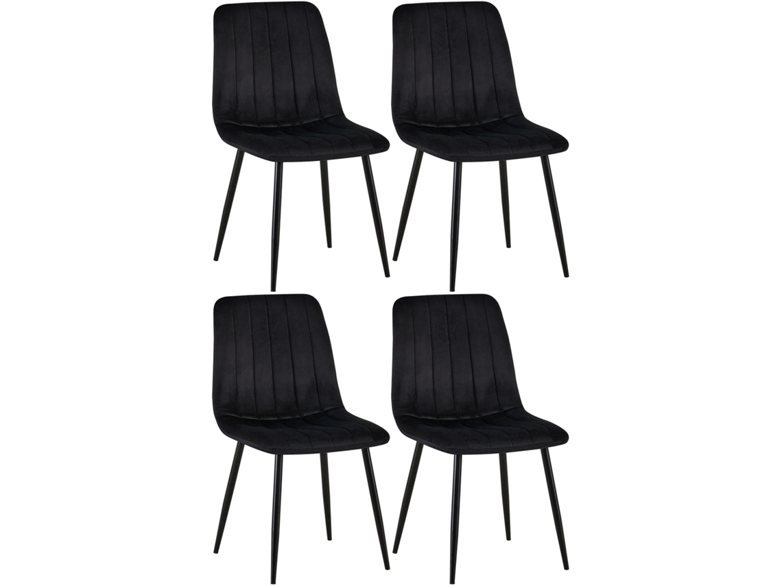 Conjunto de 4 cadeiras Dijon preto/veludo CLP