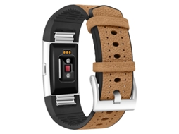 Pulseira de relógio inteligente em TPU respirável e couro bovino para Fitbit Charge 2/Charge 2 HR Ebike