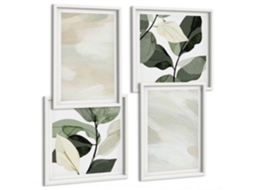 Composição De Quadros Formas Abstratas Em Marrom E Bege Moldura Branca Quadros Para O Escritório Espelharte (conjunto De 4 Imagens)