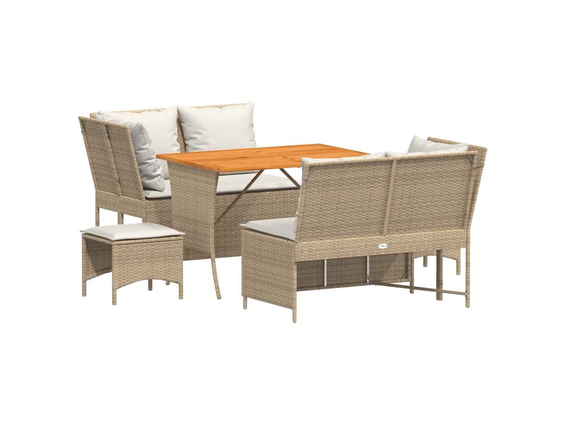 Conjunto de 5 Sofás para Jardim com Almofadões Vime Pe Bege MAISON EXCLUSIVE (5 pcs)