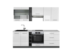 Cozinha Fame-Line, 235 cm, Mármore PT, Branco brilhante/Antracite VICCO