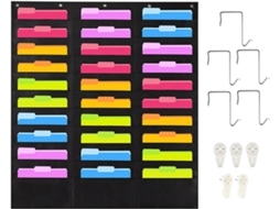 Organizador De Parede Com 30 Bolsos, Revestido Em Tecido Oxford, Ideal Revistas, Canetas E Pastas