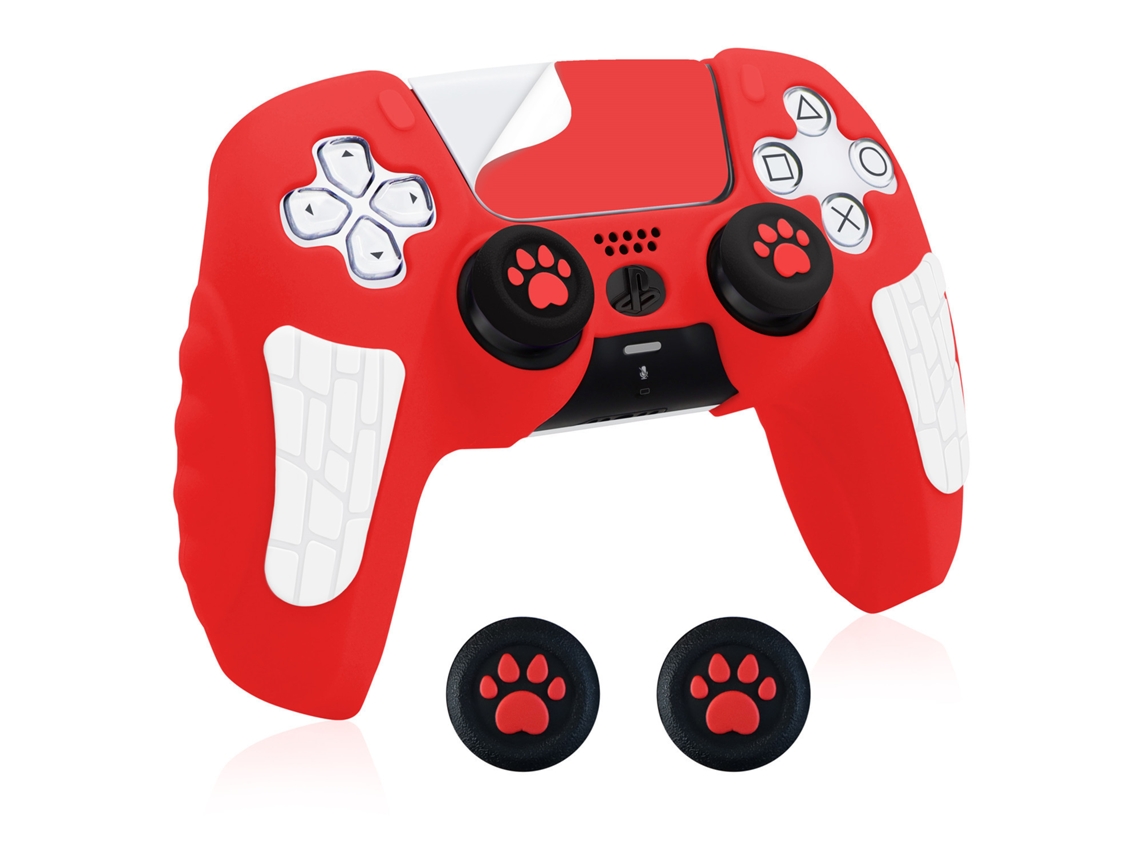 Capa Controle De Para Ps5, Capa De Silicone Antiderrapante Com Capas Para Joystick E Adesivos (vermelha) Cuich