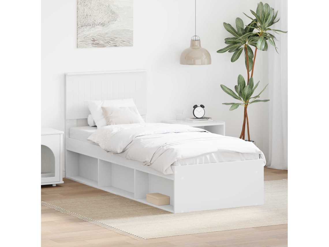 Vidaxl Estrutura da Cama Branco 75 X 190 Cm Madeira de Pinheiro Sólida
