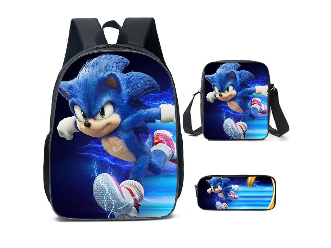 Nova Mochila Escolar Infantil Sonic, Mochila Animada Impressa Em 3d, Mochila Infantil Sonic Em Três Conjuntos 1 Slowmoose