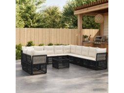 Vidaxl Conjunto De Sofá De Jardim 12 Unid. Preto Vime Pe