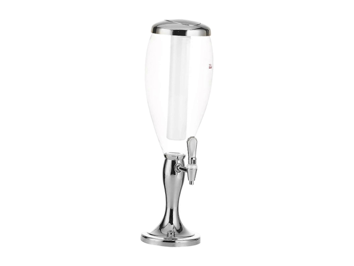 Torre De Cerveja Prateada De 3 Litros Com Tubo De Resfriamento Para Festas E Bar Em Casa.