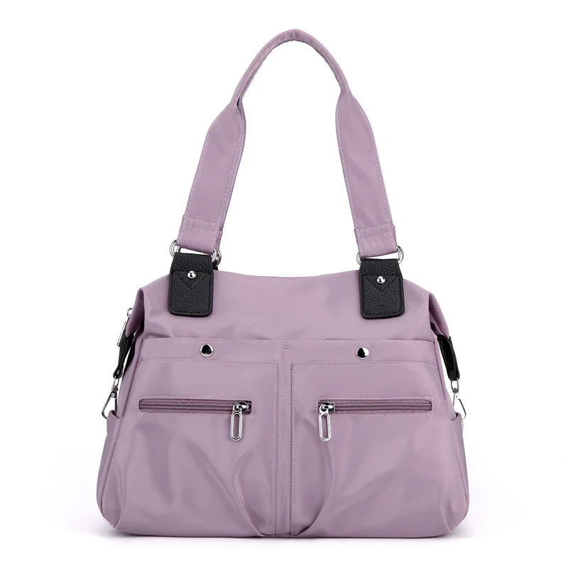 (1870-roxo) Nova Bolsa Feminina De Nylon, Bolsa De Ombro Feminina Moderna E Leve