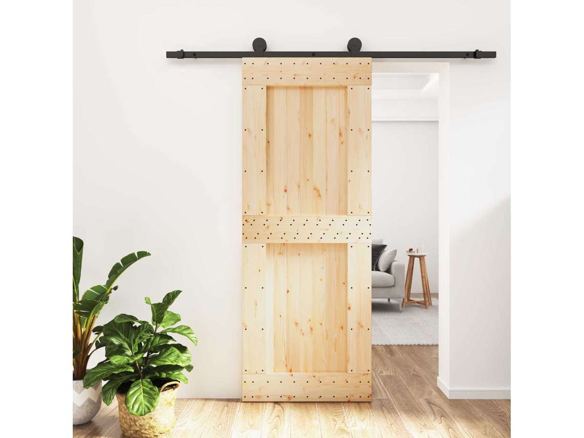 Vidaxl Porta Deslizante 80 X 210 Cm Natural E Preto