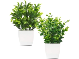 KOFIHETY Unidades Plantas Artificiais Em Miniatura Em Vaso Folhas De Eucalipto Falsas De Plástico Para Decoração De Casa Escritório