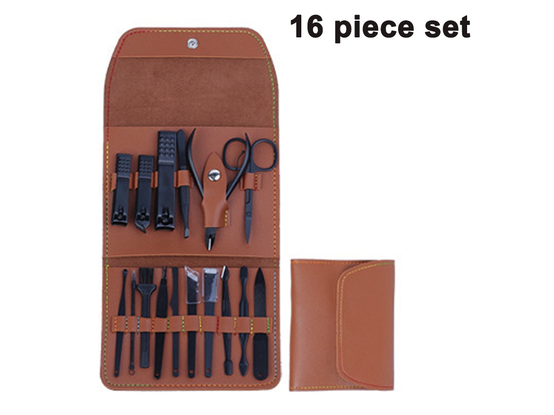 Conjunto de Manicure Cortadores de Unhas Kit Pedicure 16 Pçs Cortador de Unhas de Aço Inoxidável Ferramentas com Estojo de Viagem JEDBESETZT