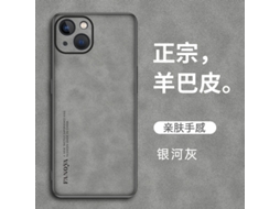 Capa Para Iphone 17 Pro Max Em Pele De Cordeiro Cinza Galaxy.
