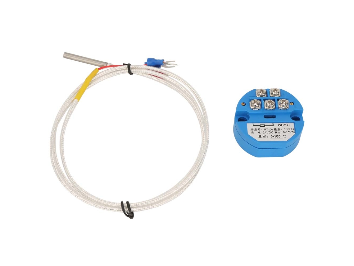 Transmissor de temperatura Pt100 0-100 Graus Saída DC24V Módulo de sensor 0-10V