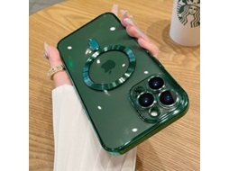 Capa Para Iphone 17 Air Verde Escuro Com Detalhe Eletrorevestido E Magnético