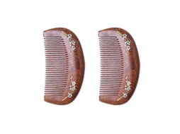 Conjunto De 2 Pentes De Sândalo, Pente De Massagem, Pente Para Cabelos Lisos E Cacheados.