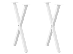 Vidaxl Pés Para Mesa De Jantar Em Formato De X, 2 Peças, Branco, 50x(72-73) Cm, Aço