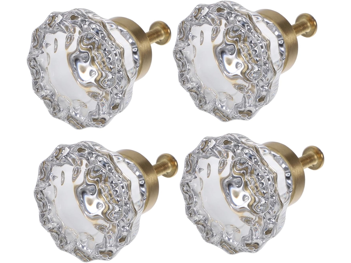 Artibetter Conjunto De 4-puxadores Cristal Elegantes Para Gavetas, Armários E Guarda Roupas Leves Fáceis