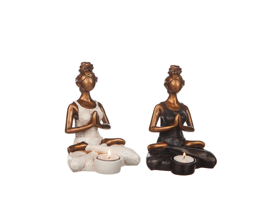 Porta velas, Mulher Yoga Branco BRILVIBERA