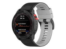 Lurelia Pulseira De Relógio, Compatível Com Garmin Fenix 7 Bicolor Silicone Preto Cinza
