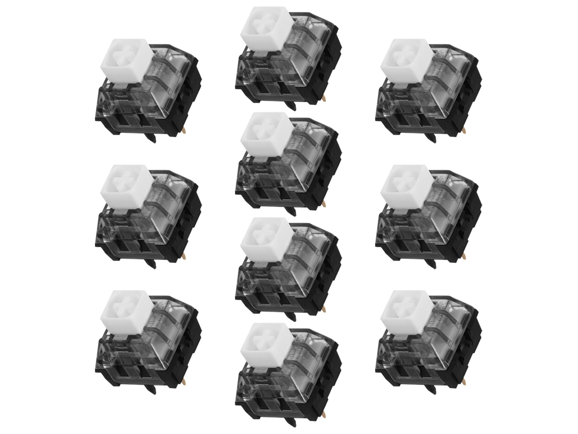 Conjunto De 10 Interruptores Mecânicos De Teclado Em Plástico Branco, Duráveis.