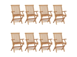 Cadeiras De Jardim 8 Pcs Madeira De Teca Maciça Dkd Home Decor