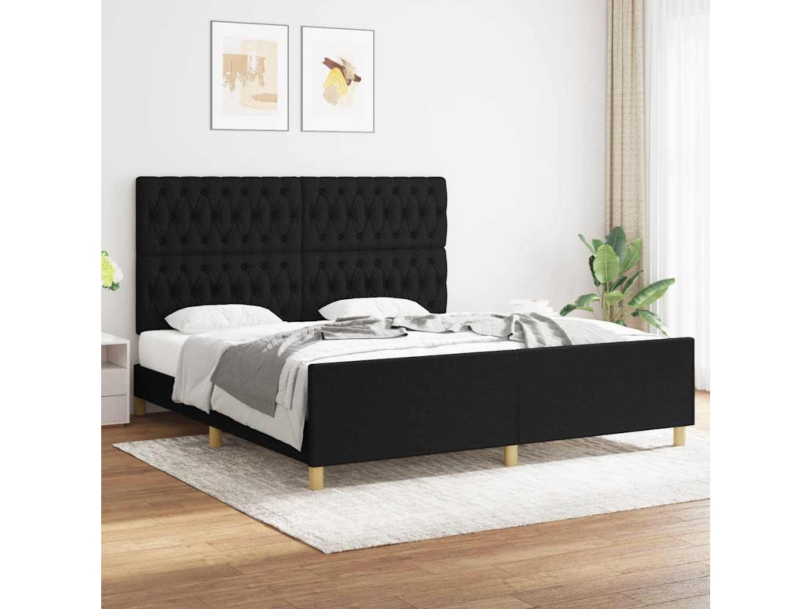Vidaxl Estrutura De Cama Sem Colchão 180x200 Cm Tecido Preto