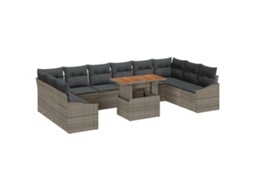 Conjunto 11 Conjunto De Móveis De Jardim Vidaxl Cinzento Vime Pe (100 X 55 X 73 Cm)