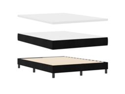 Conjunto 1 Cama Box Vidaxl Preto Veludo (140 X 200 Cm)