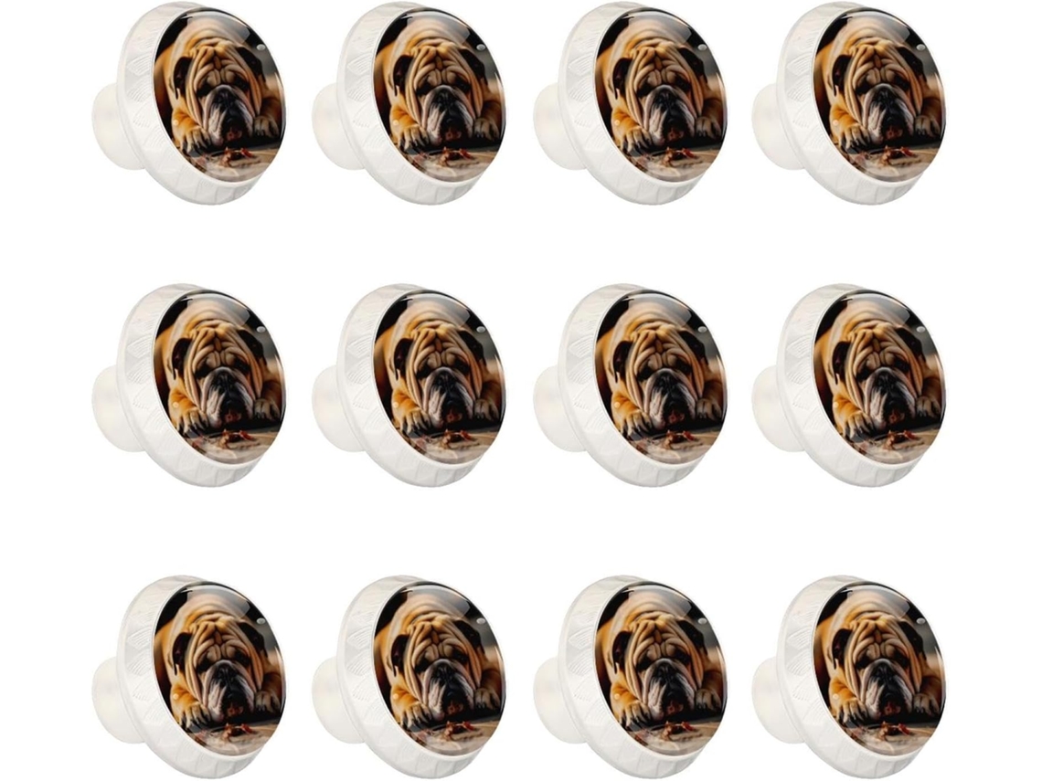 Puxadores Redondos Para Armários De Cozinha, Puxadores Para Gavetas De Cômoda, 12 Peças, Bulldog Dormindo No Chão