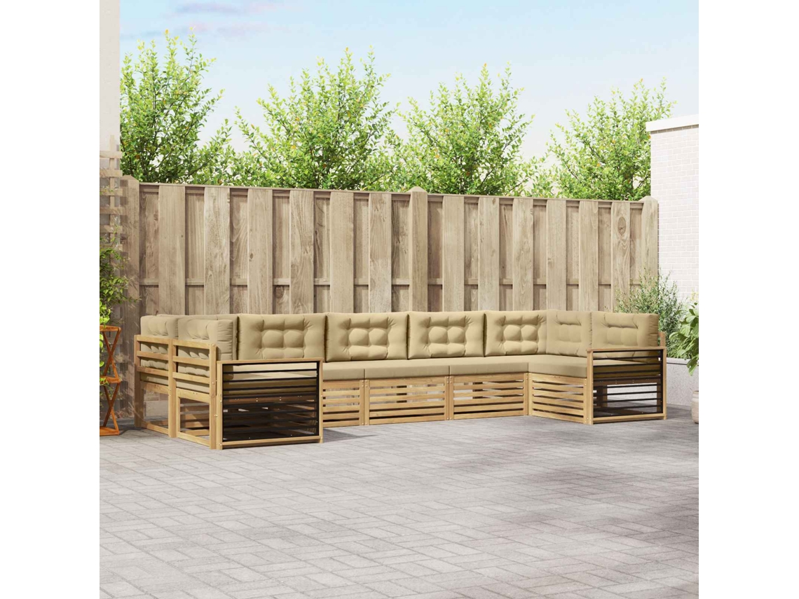 Vidaxl Conjunto De Sofás Para Exterior 7 Unid. Branco E Bege