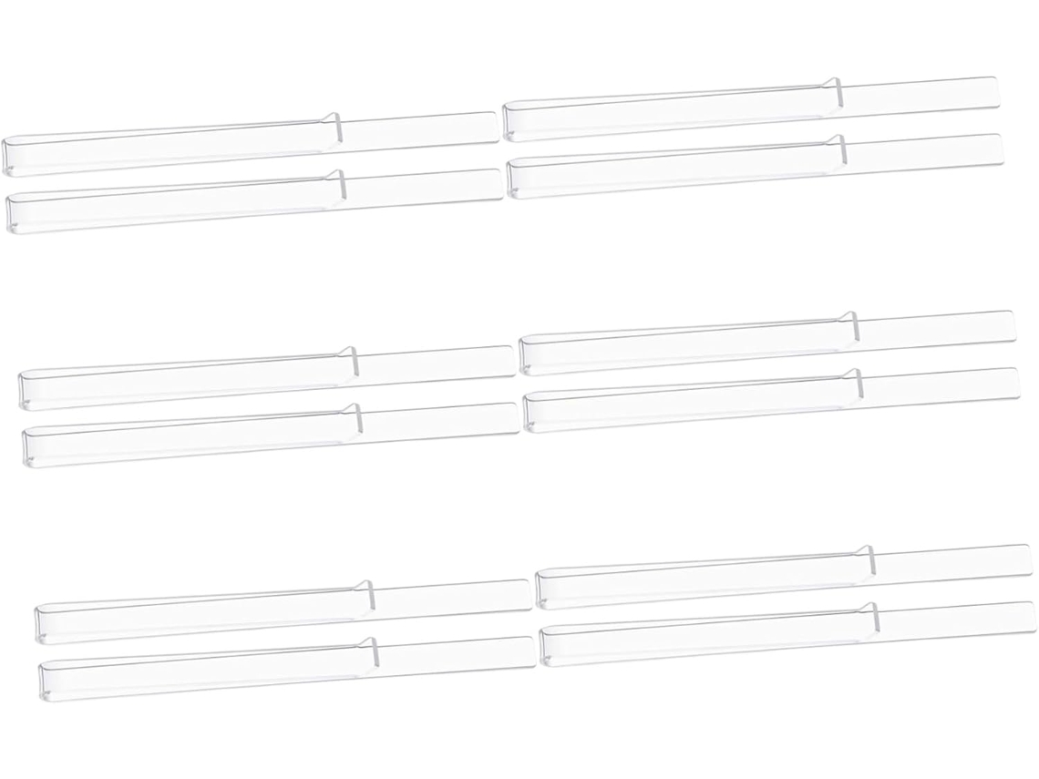 Conjunto de 6 pares de clipes de fixação para prateleiras Score com design robusto e compacto.
